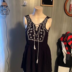 Forever 21 Black and White Embroidered Mini Dress